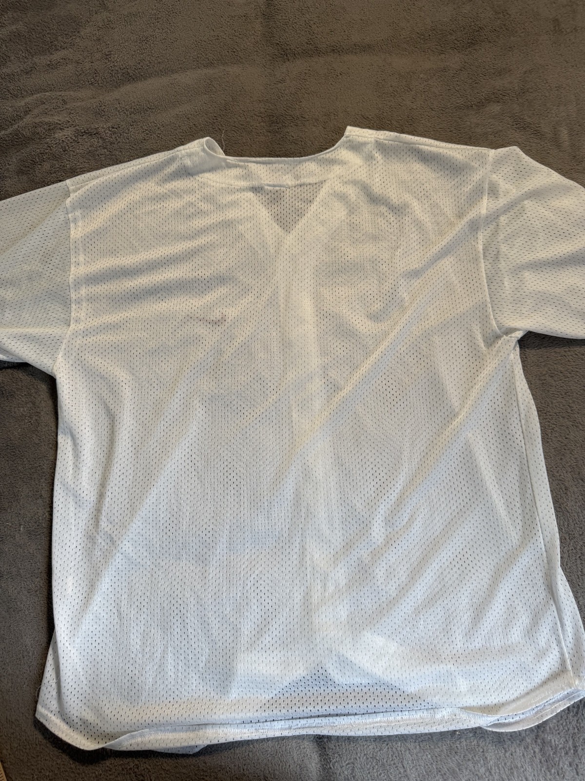 Vintage 90s Nike Mesh Baseball Jersey Button Up White Red Swoosh Made in USA XL gallery