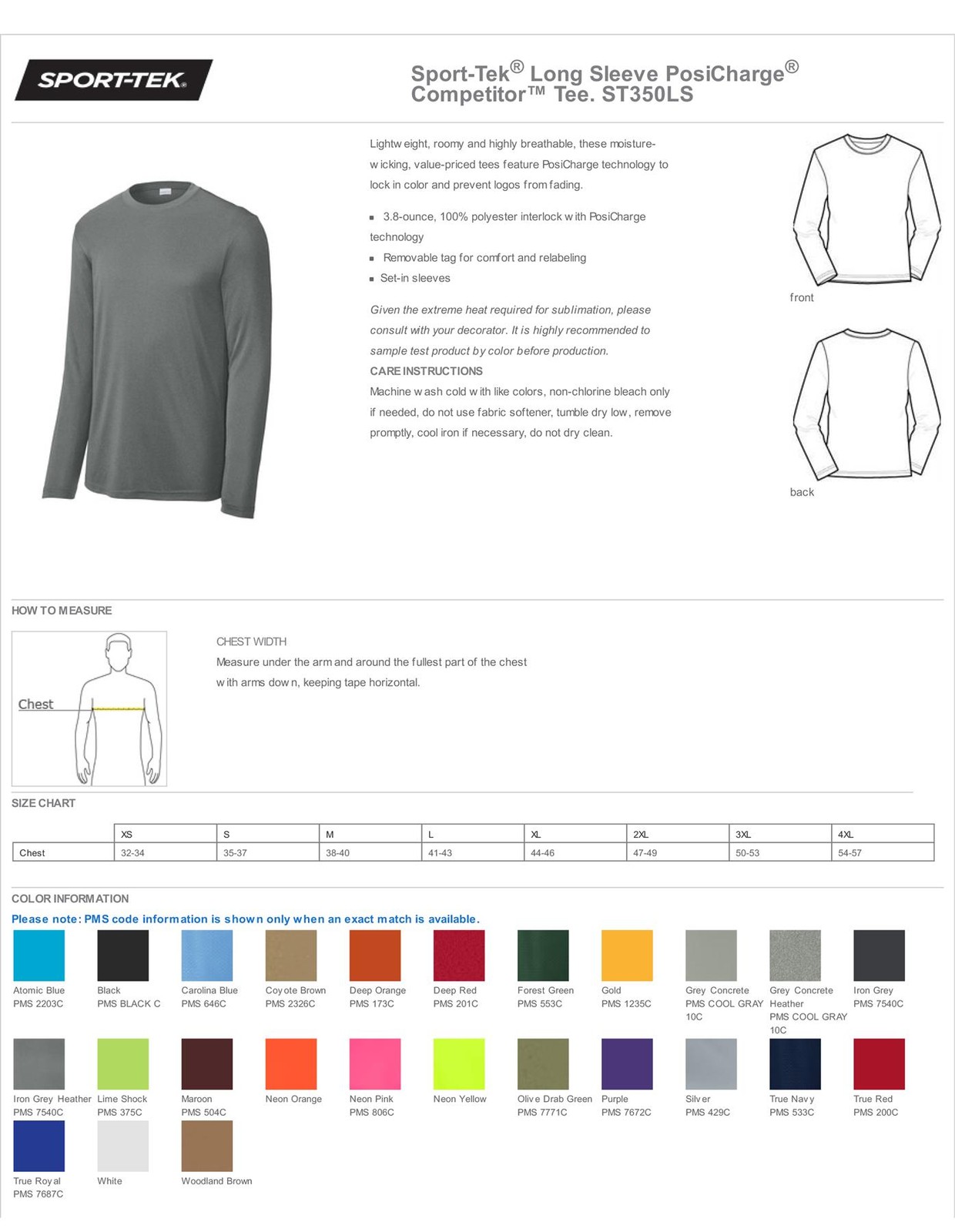 Sport-Tek Mens Long Sleeve Moisture Wicking Dri-Fit Competitor T-Shirt ST350LS gallery