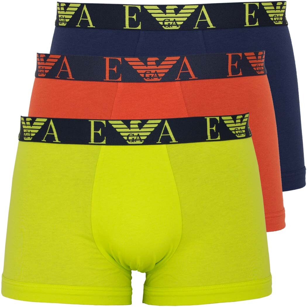 EMPORIO ARMANI Herren Boxer Shorts 3er Pack Baumwolle Stretch Trunks Logoband