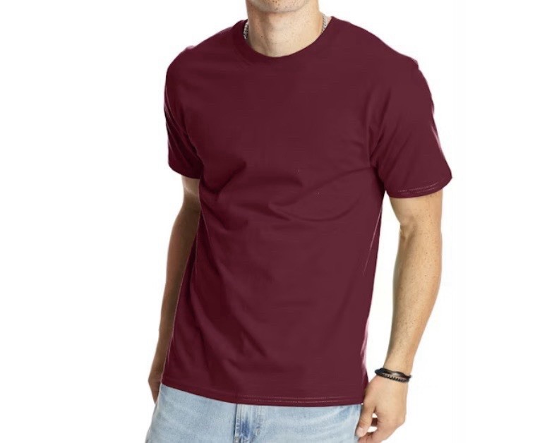 Set Of 2 Hanes Beefy-T Cotton Crew Neck T-Shirt 5180 Maroon & Green Size 2XL NEW gallery