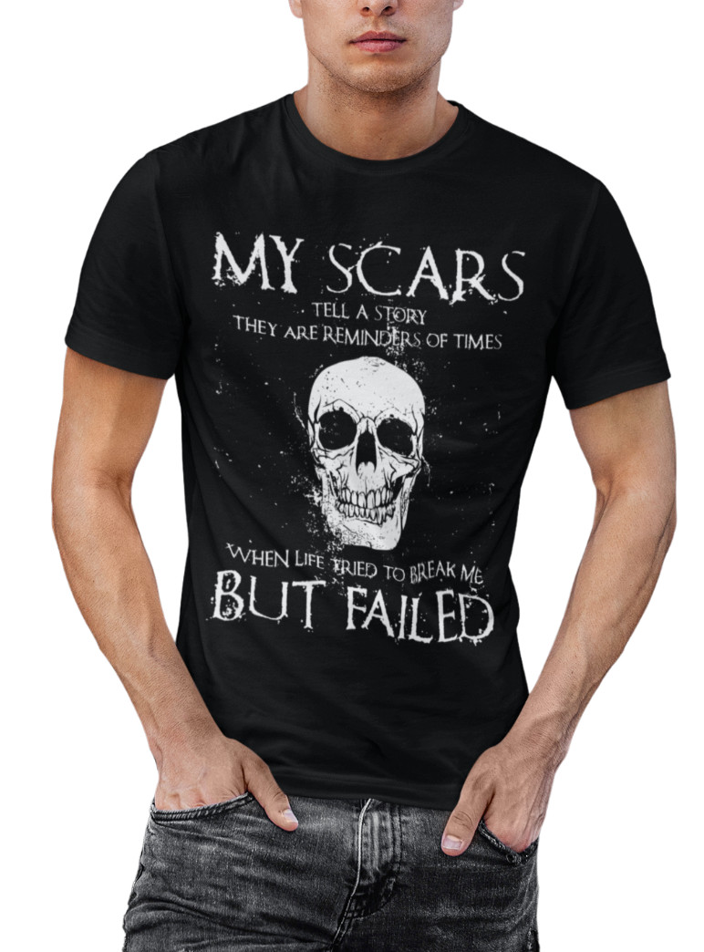 My Scars Tell A Story T Shirt Skull Shirts Motivational Graphic Novelty T shirt gallery