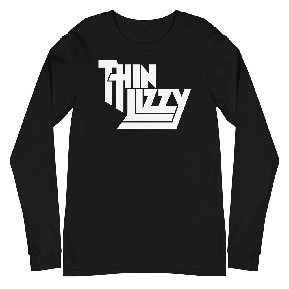 Thin Lizzy – Classic White Logo Long Sleeve Shirt Black