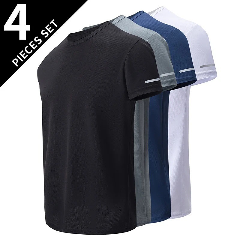 1/4 Pcs Mens T-Shirt Sport Gym Training Tee Fitness Running Top Jogging Boxing gallery