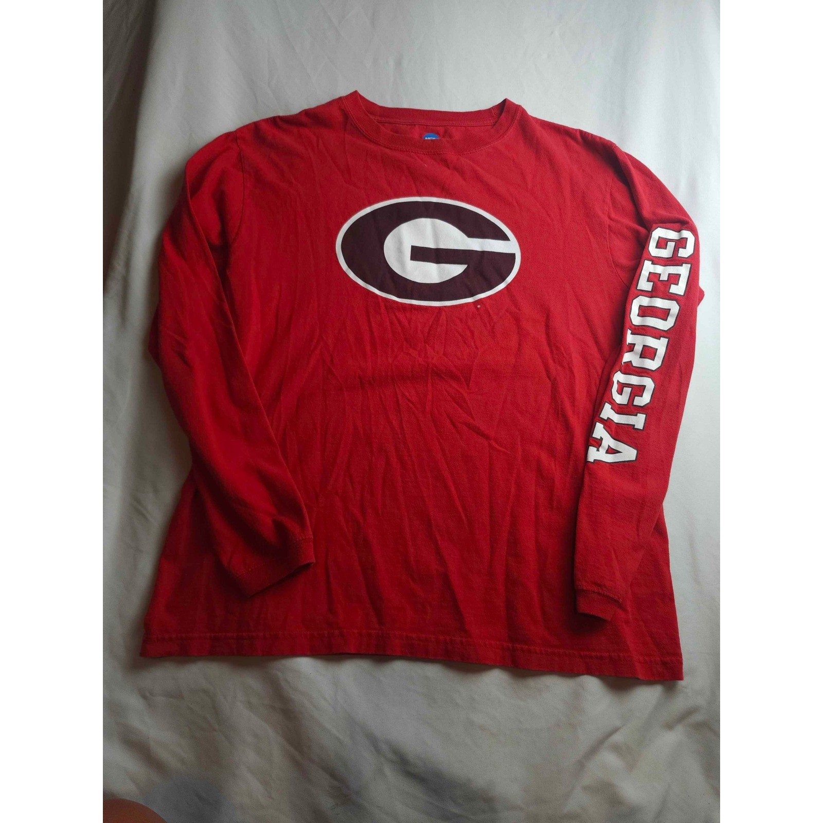 NCAA Georgia Bulldogs Mens Red Long Sleeve T-Shirt Large G Logo Sleeve Print gallery