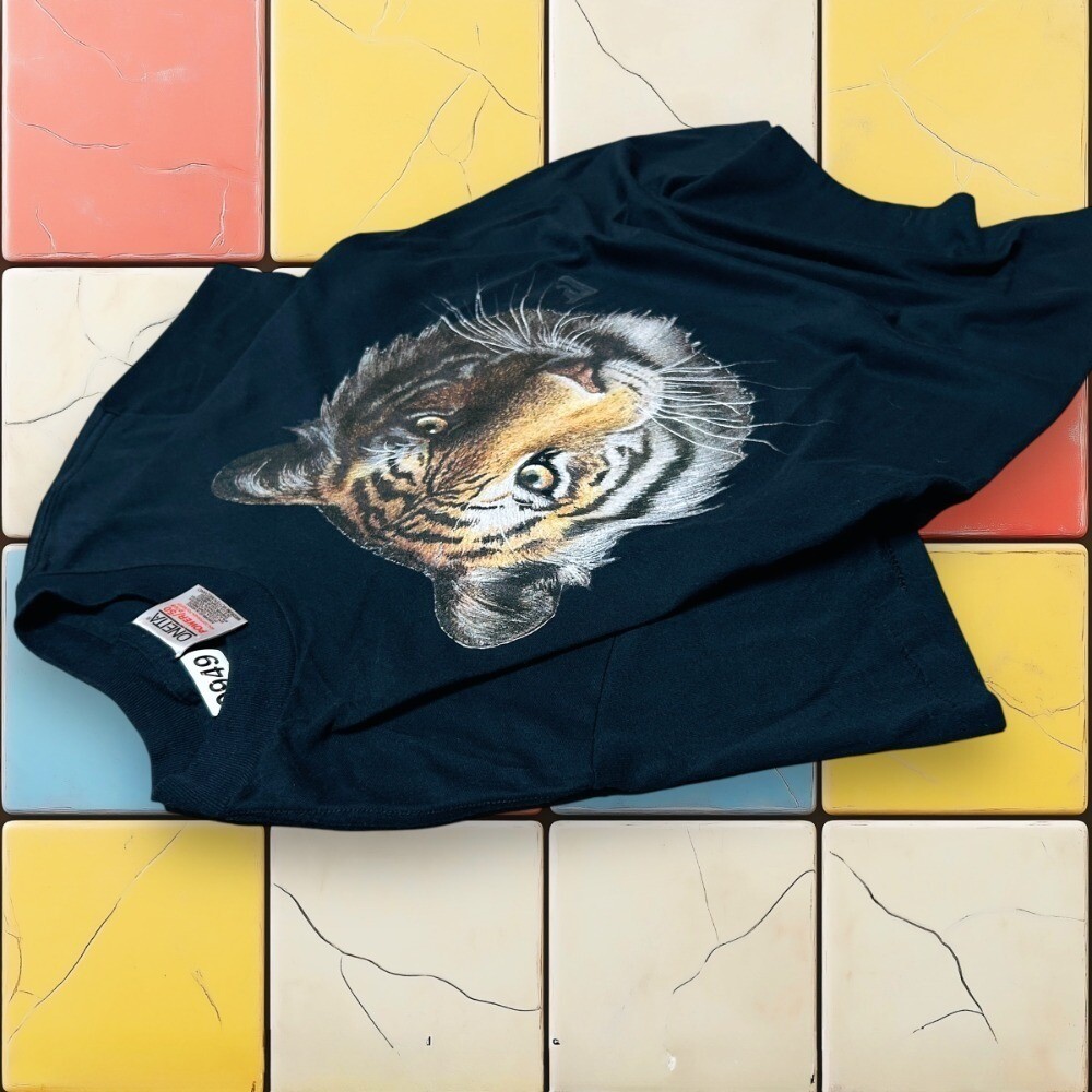 Vintage 90S Bob Harrison Tiger Shirt 90s Men M Black The Wild side Graphic Tee gallery