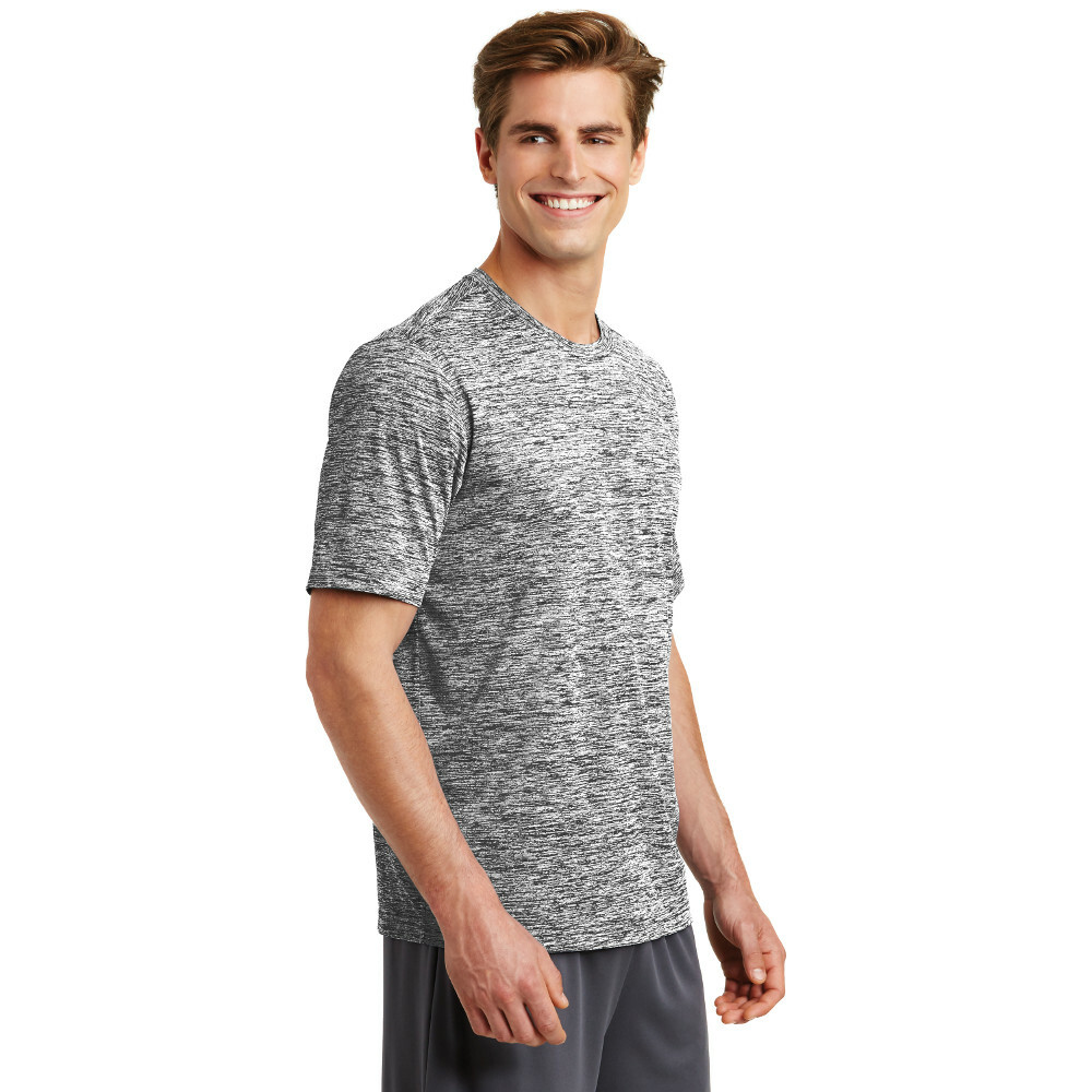 Sport-Tek ST390 T Shirt Electric Heather Gray Black Size Large 42-44” Chest New gallery