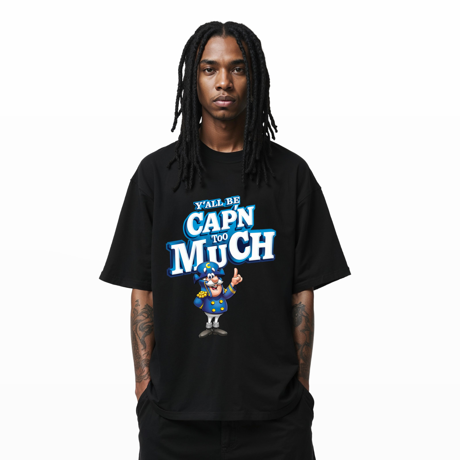 Funny Graphic T-Shirt – Y’all Be Cap’n Too Much Parody Tee A272 gallery