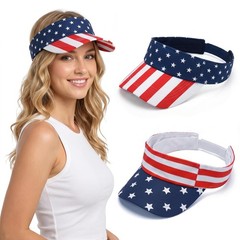 2-Pack American Flag Sun Visor Hat for Women & Men, Adjustable 4th of July St…