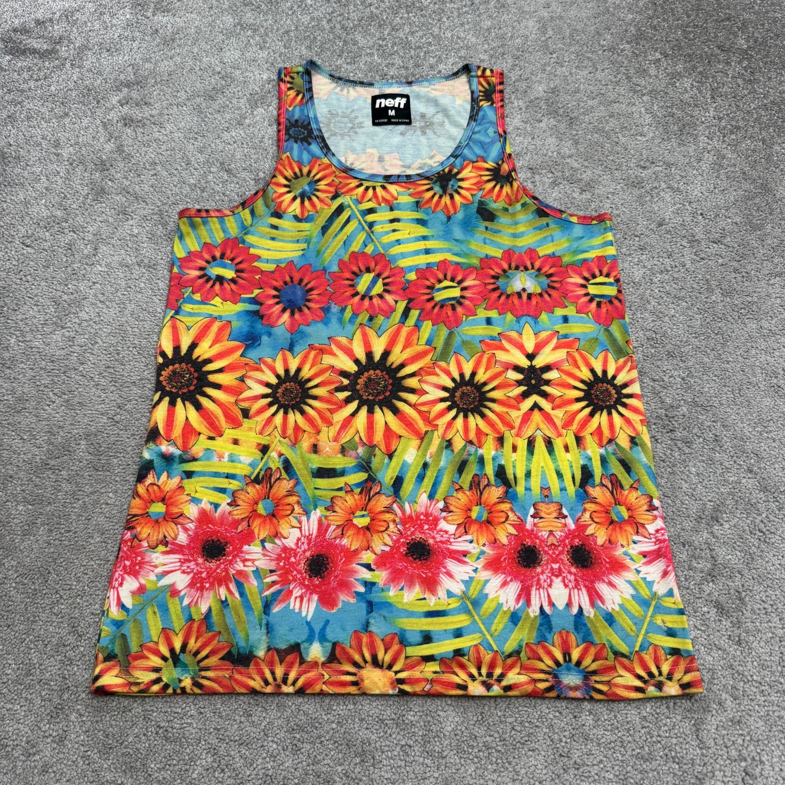 Neff Floral Tropical Summer Tank Top Mens Medium Multicolor Polycotton Hawaiian gallery
