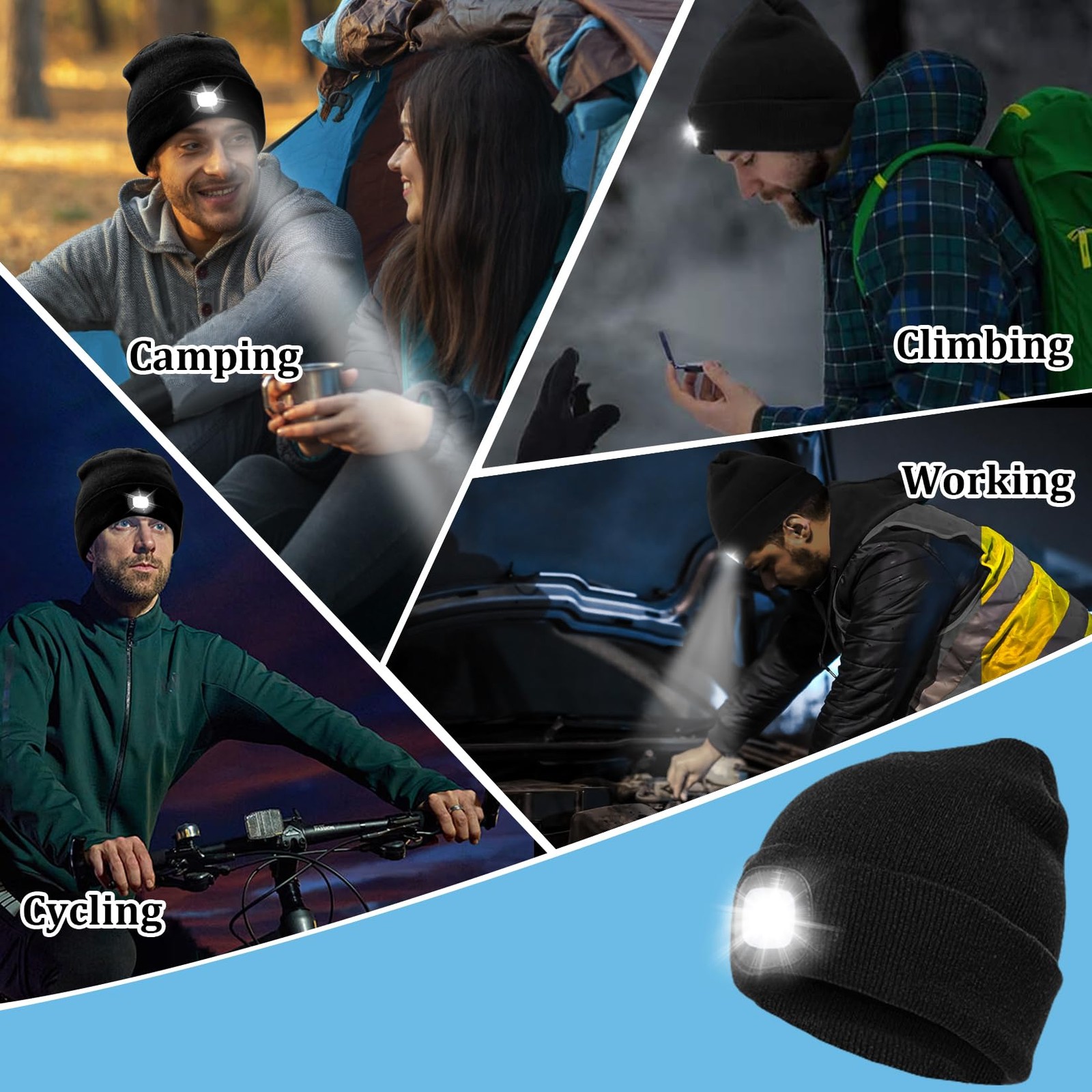 Fathers Day Dad Gifts for Men: USB Rechargeable Unisex Beanie Knit Cap with L... gallery