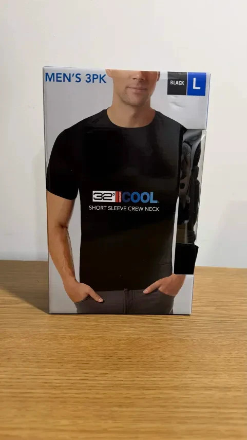 32 Degrees Cool Men's T-Shirt 3 Pack Quick Dry Stretch Crew Neck Black Large gallery