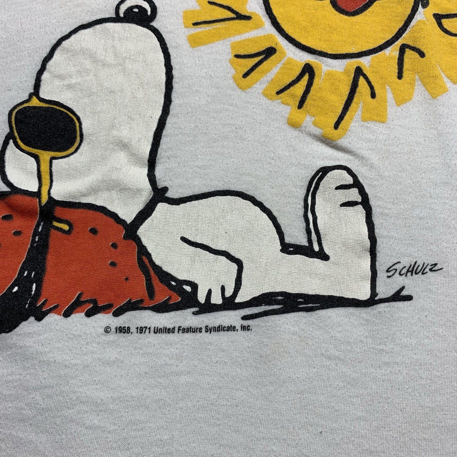 Vintage Snoopy Peanuts Sun Bum T Shirt XL Boxy Paper Thin Beach 70s 80s USA * gallery