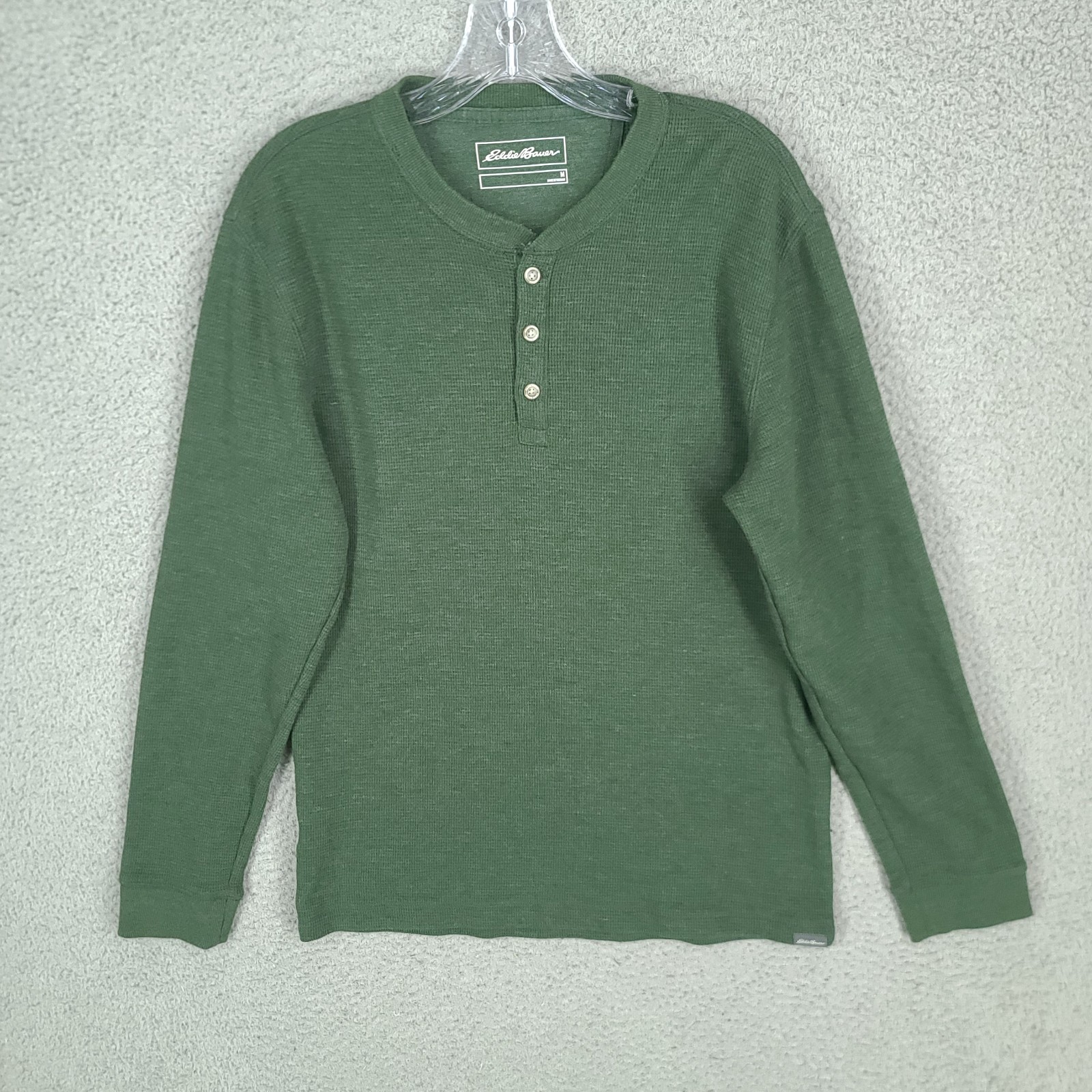 Eddie Bauer Thermal Henley Shirt Mens Medium Green Long Sleeve gallery