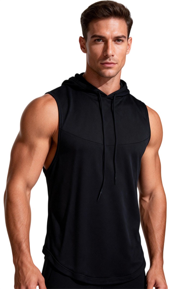 Men's Quick Dry Hooded Tank Top High Stretch Breathable Gym Athletic Vest gallery