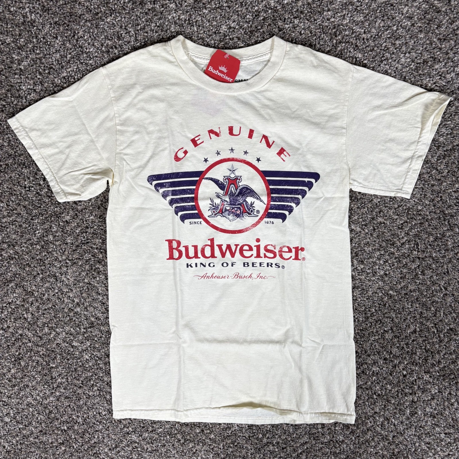 Budweiser King Of Beers T Shirt Mens White Brew City Graphic Print NWT gallery