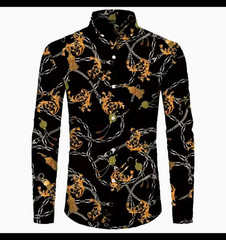 Luxurious Golden Flowers /Chain 3D /14 Different Print Long Sleeve Men’s Shirts