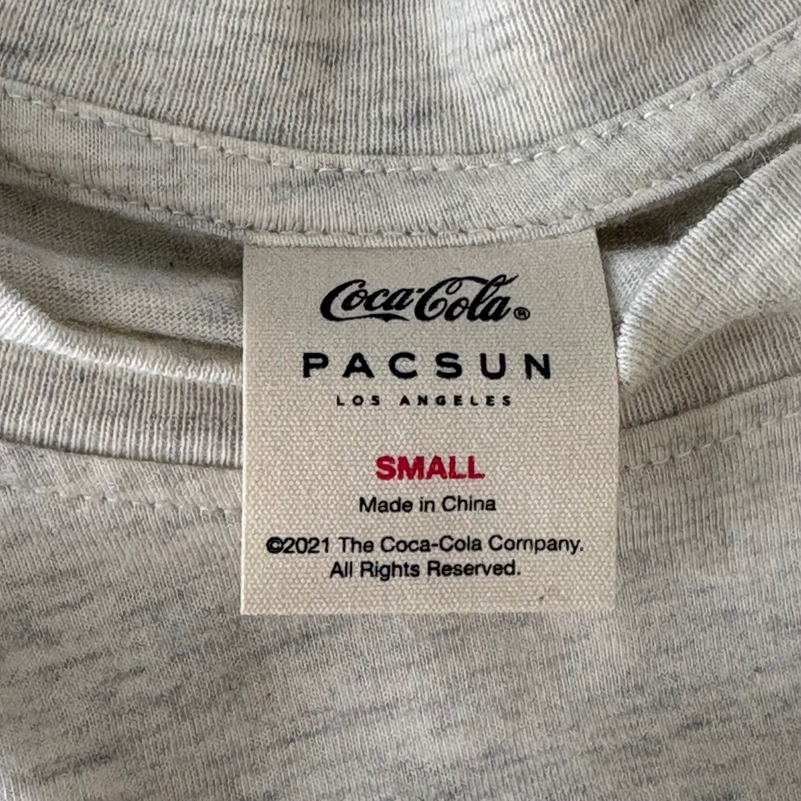 PacSunX Coca-Cola Mens Long Sleeve Graphic Tee Heather Oatmeal Small 2021 Collab gallery