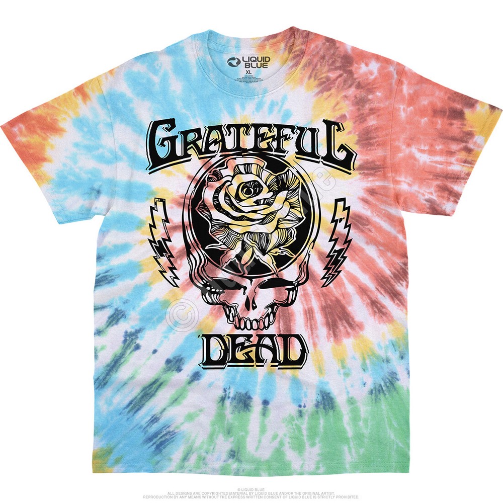 GRATEFUL DEAD-ROOSEVELT-SYF-ROSE-LIGHTNING-TIE DYE T-SHIRT S-M-L-XL-2X-3X-4X