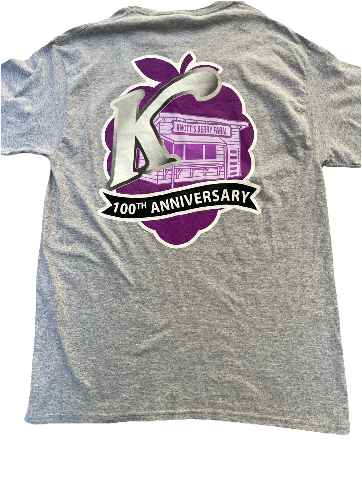 Knotts Berry Farm Gray 100th Anniversary T Shirt Adult Size L