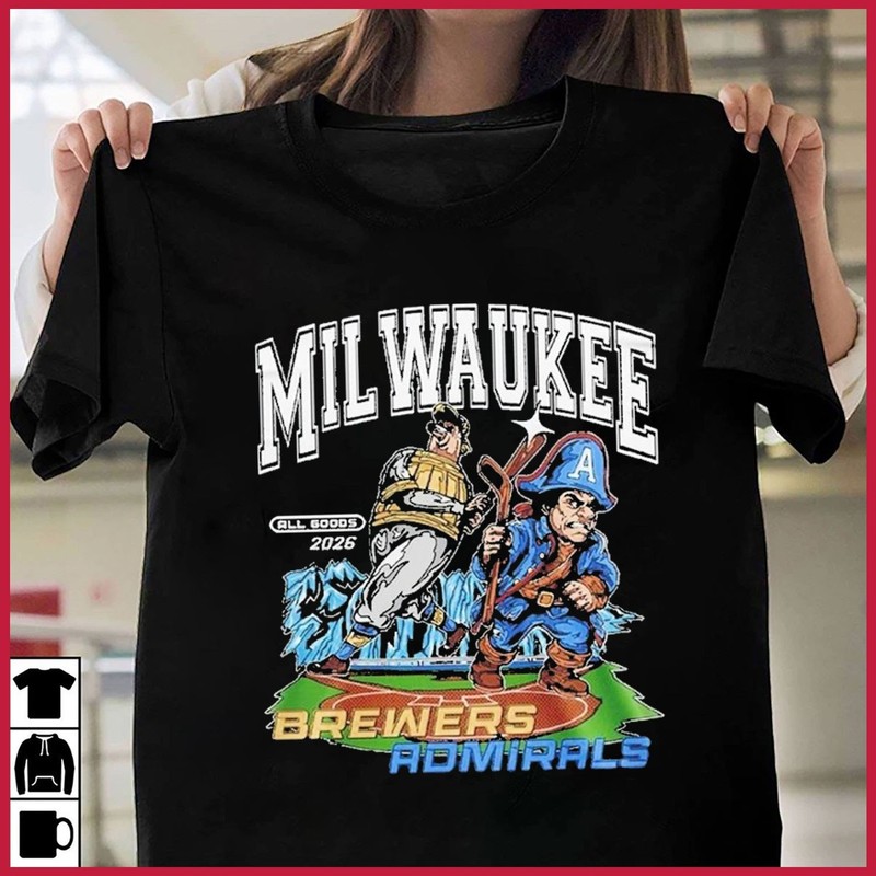 HOT NEW – Milwaukee Admirals X Brewer$ All Goods 2026 Mascot T-Shirt