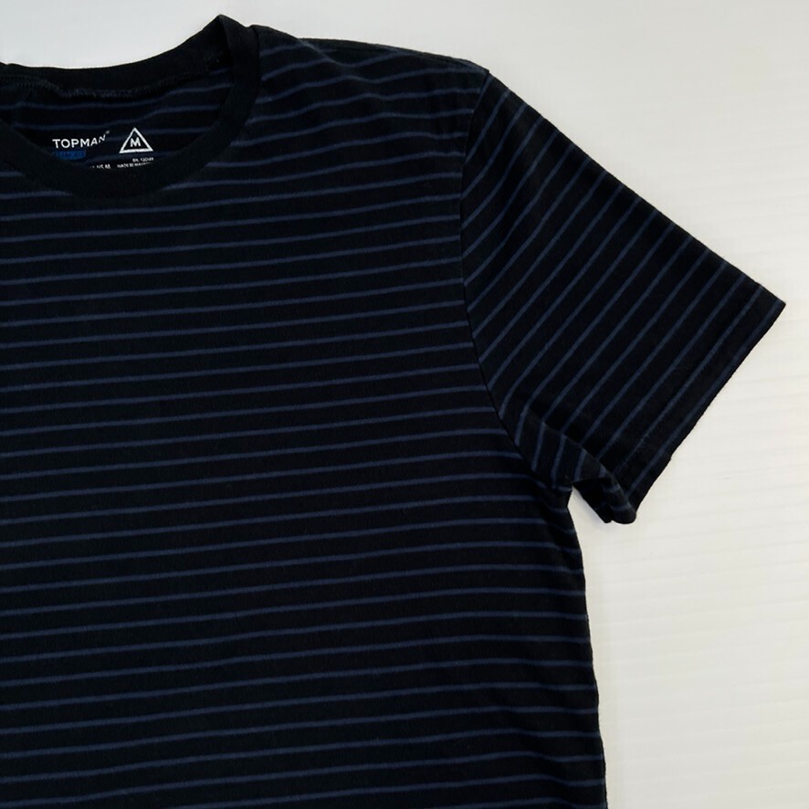 Topman Shirt Men Medium Slim Fit Navy Stripe Navy Classic Work Party Core Go gallery
