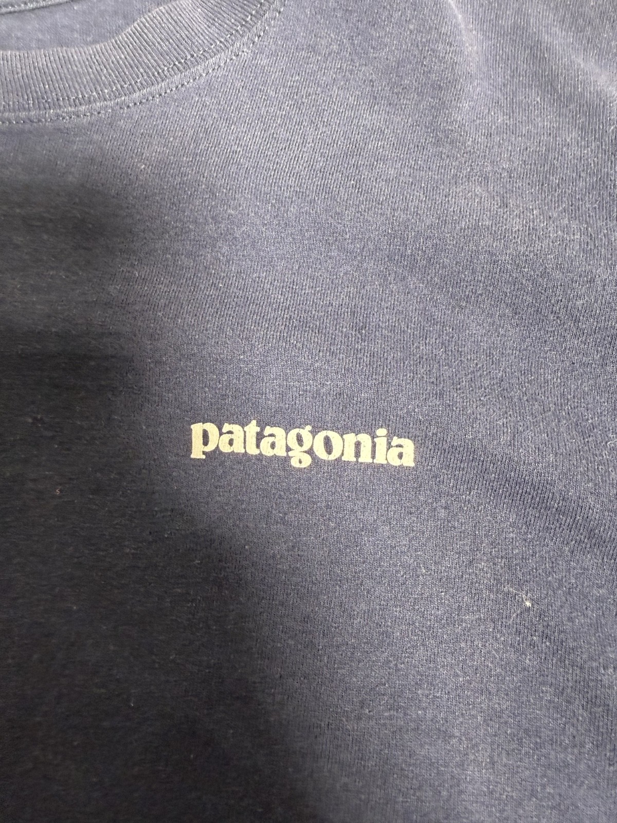 Patagonia Worn Wear Mens Long Sleeve T Shirt Blue Large Big Logo Cotton Tee gallery