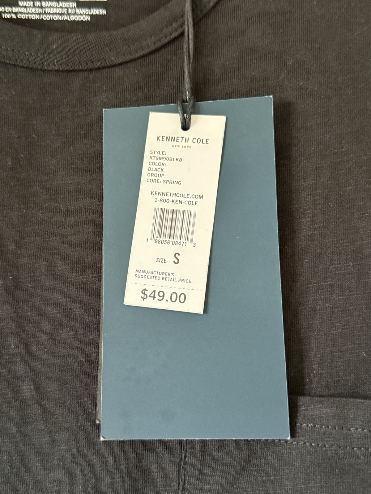 Kenneth Cole Small Black Classic Knit Pocket T-Shirt Super Soft 100% Cotton gallery