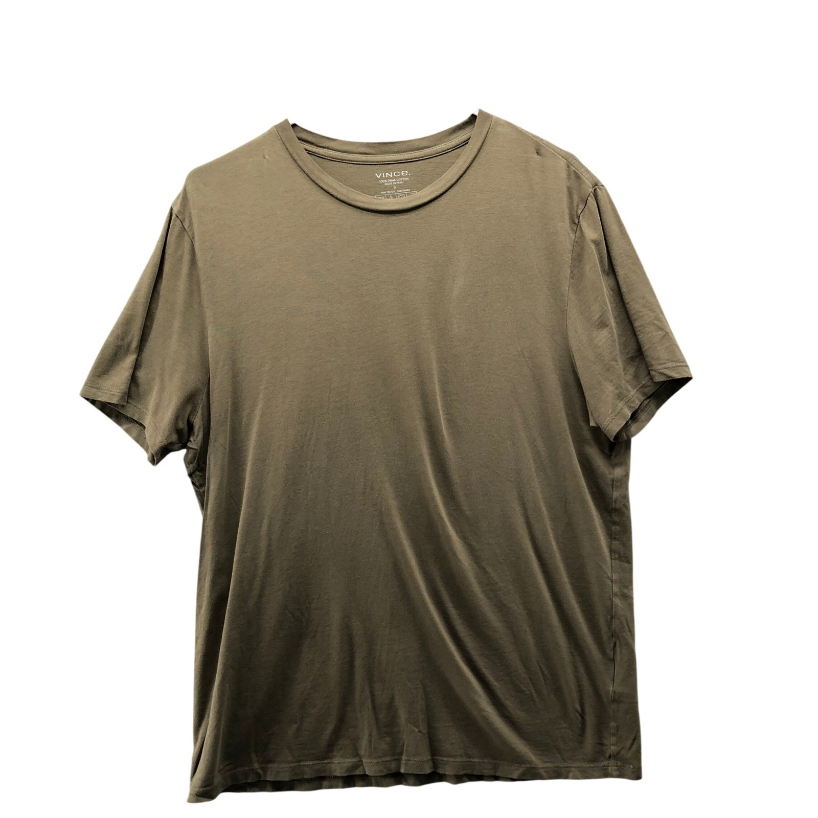 Vince Essential Crew Neck T-Shirt Mens S Pima Cotton Short Sleeve Brown