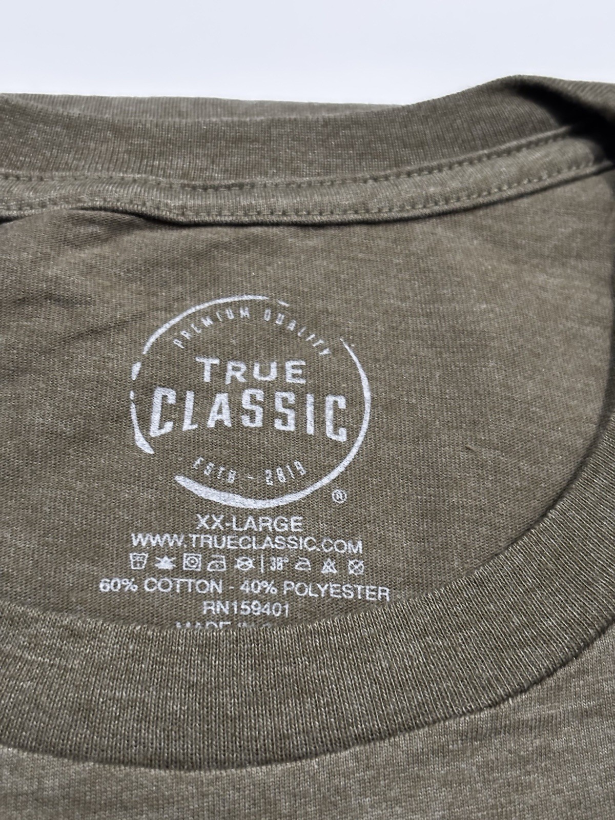 True Classic Men’s Crew Neck T-Shirt XXL Olive Green Short Sleeve New gallery