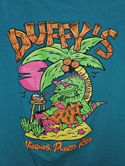 Duffys Vieques Puerto Rico Medium Mens Blue Double-sided Graphic Logo Tshirt