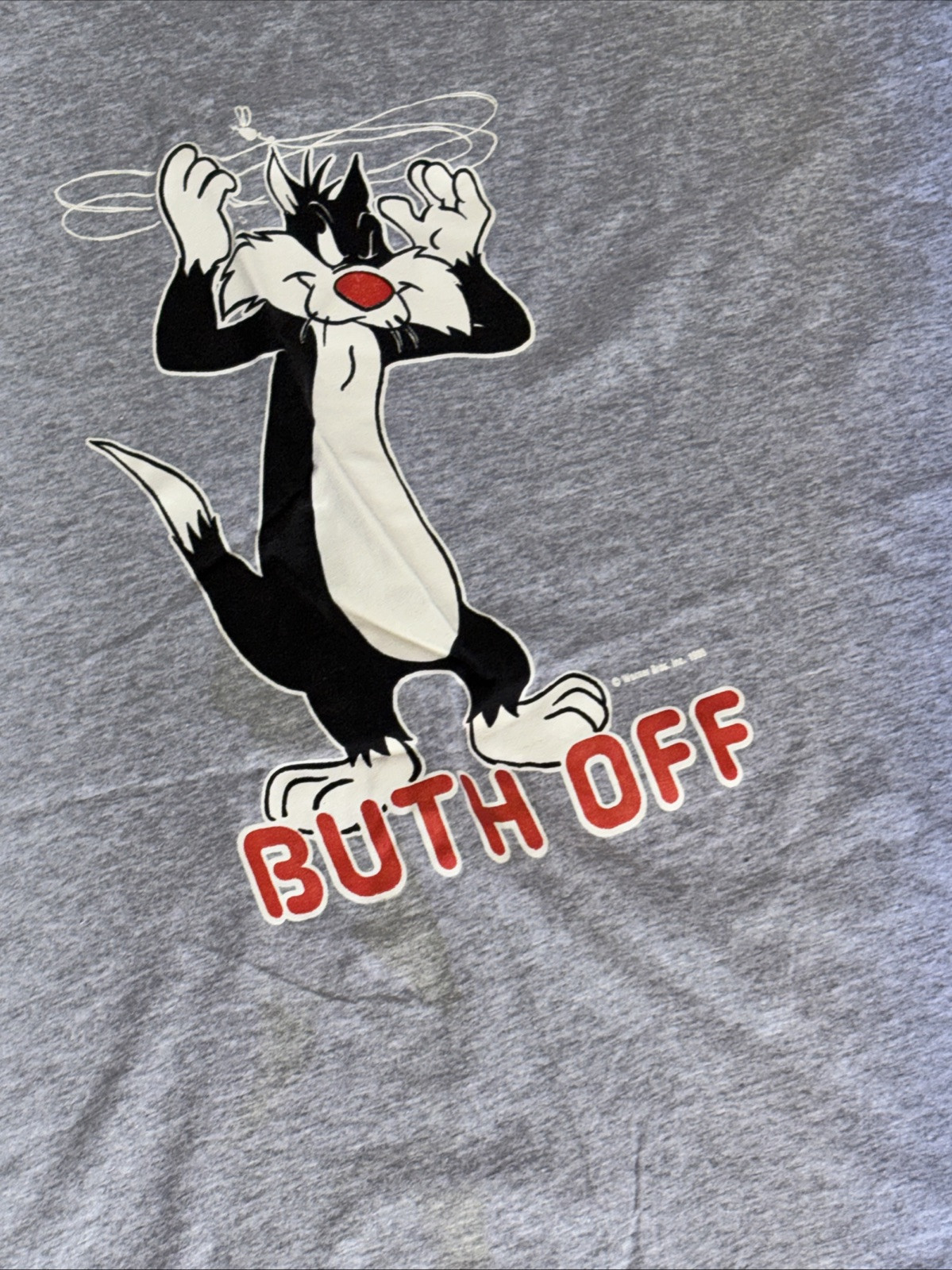 Vtg 80s Artex Warner Bros. Looney Tunes Sylvester Buth Off T Shirt Gray OS USA gallery