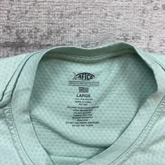 Aftco Shirt Large Green Performance Camp Fishing Hike Boat Shark Outdoors Mens