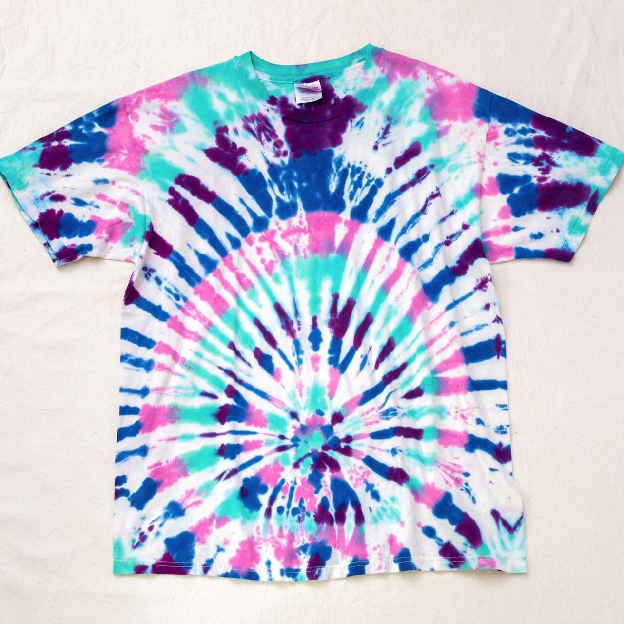 VTG Hanes 90s Tie Dye Rainbow Bullseye Single Stitch Cotton T-shirt sz XL