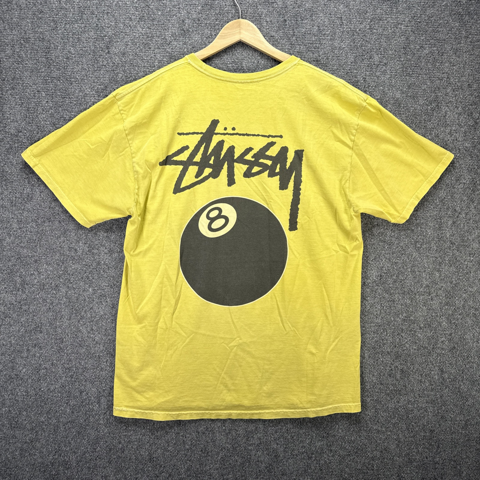 Vintage Stussy Shirt Mens Large Yellow 90s Remixed Classics 8 Ball Eight Skate gallery
