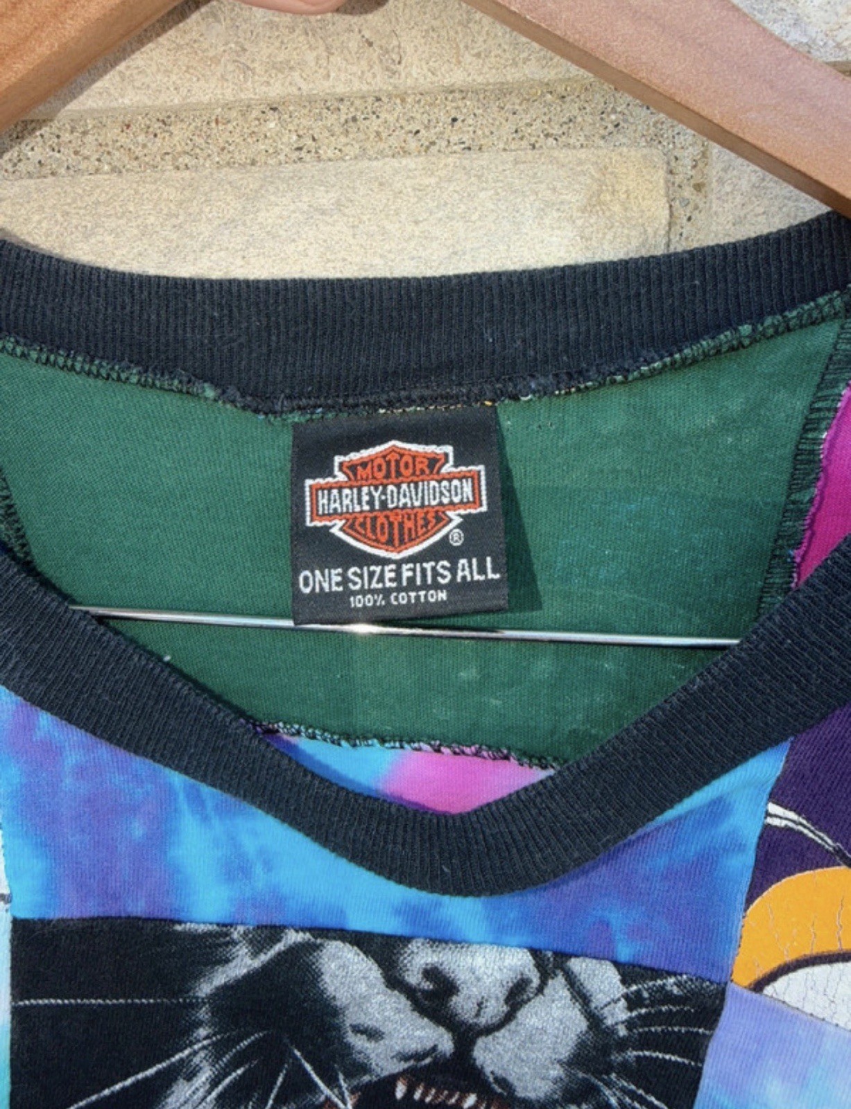 Vtg 90s Harley Davidson Motorcycles Patchwork T-shirt Mens OSFA gallery