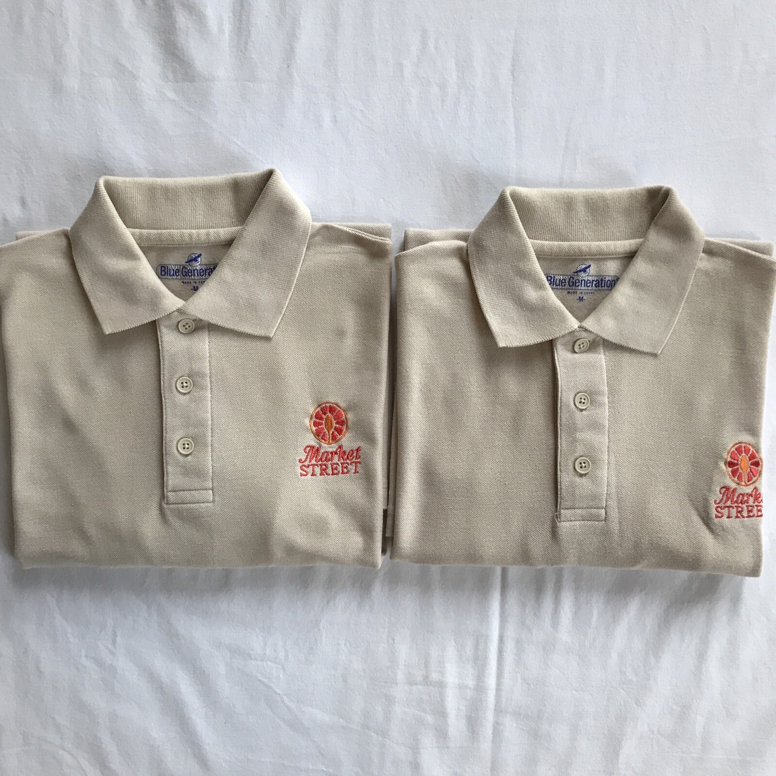 2-Pack Men’s Pullover Button short T-Shirt Beige, 65% Polyester 35%Cotton Medium
