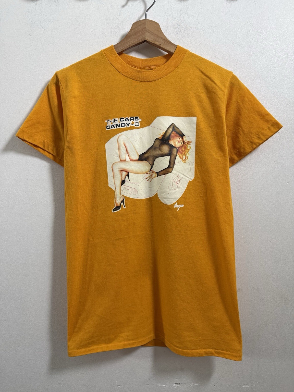 Vintage 1979 The Cars Candy-O Band Shirt Yellow Medium Ched gallery