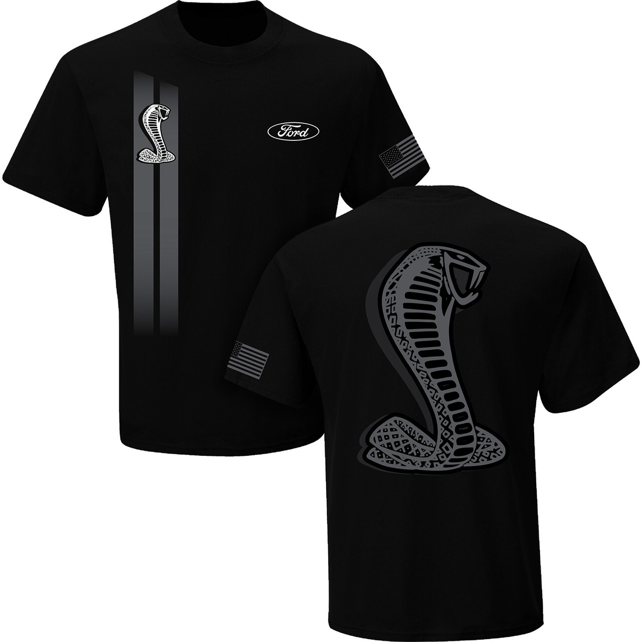 Ford Mustang Shelby Cobra Snake Emblem Cotton T-Shirt Black Official Licensed