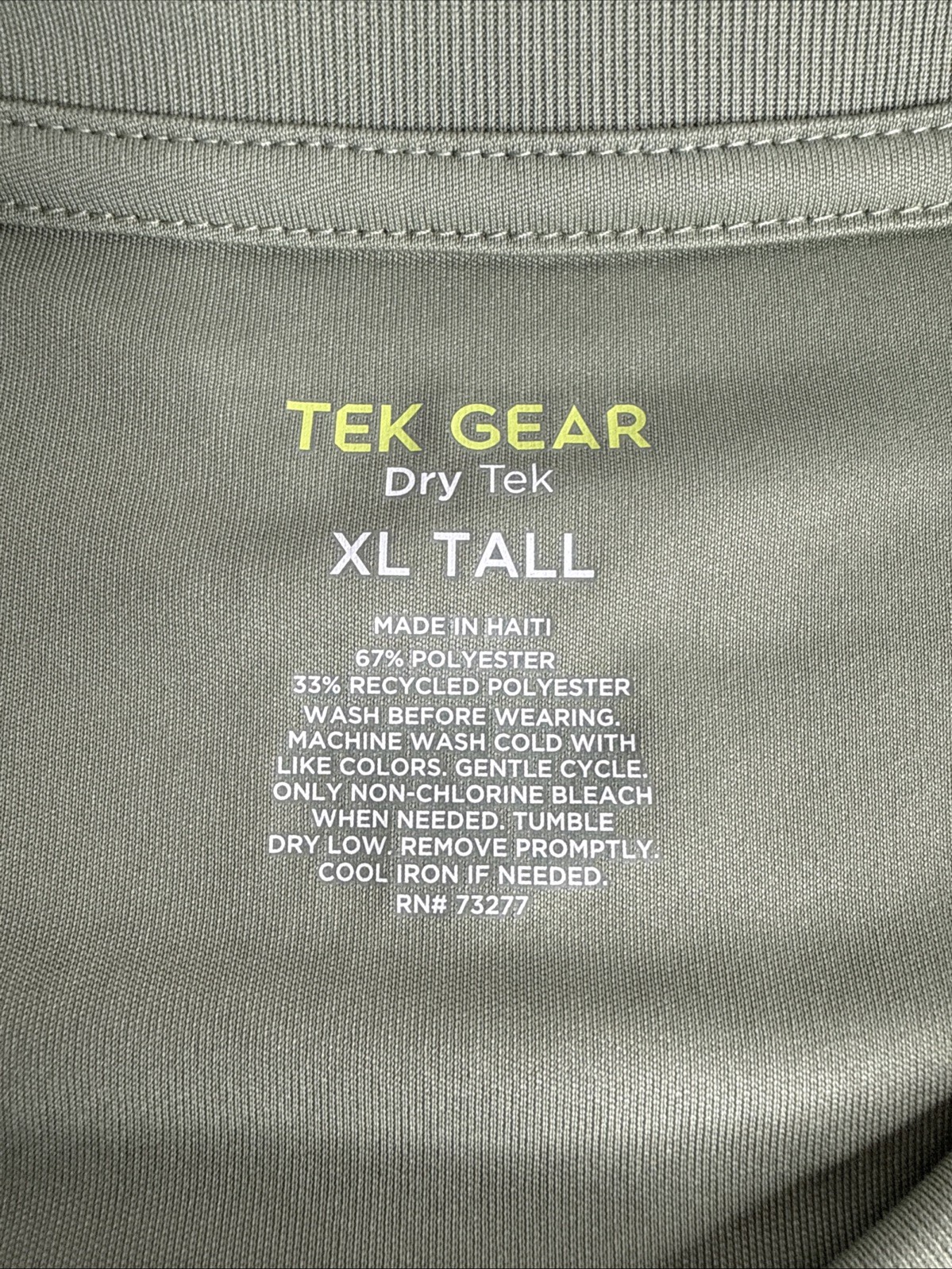 Tek Gear Dry Tek T-Shirt Short Sleeve Crew Neck Athletic Malou Green Men's XLT gallery