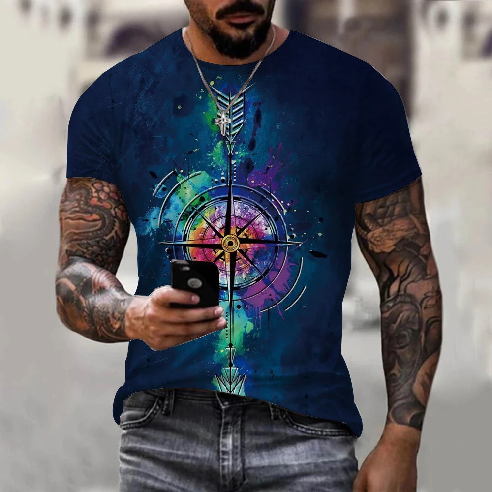 Men's T-shirt Summer Short Sleeve O-neck 3D Anchors Print Top Tee Shirt gallery