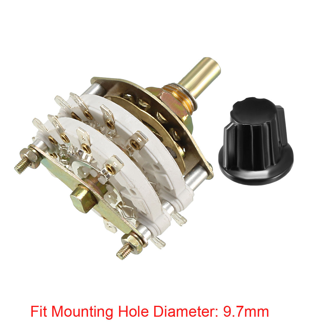 2P9T 2 Pole 9 Position 2 Deck Band Channel Rotary Switch Selector with Knob