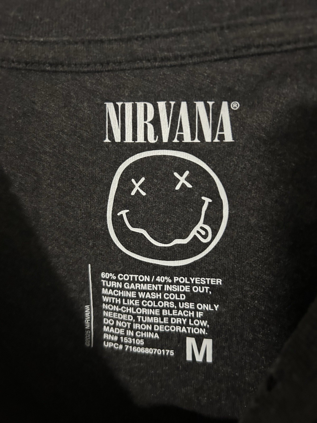 NWT Nirvana Smiley Face T Shirt Gray Yellow Gringe Rock N Roll Size M Cotton gallery