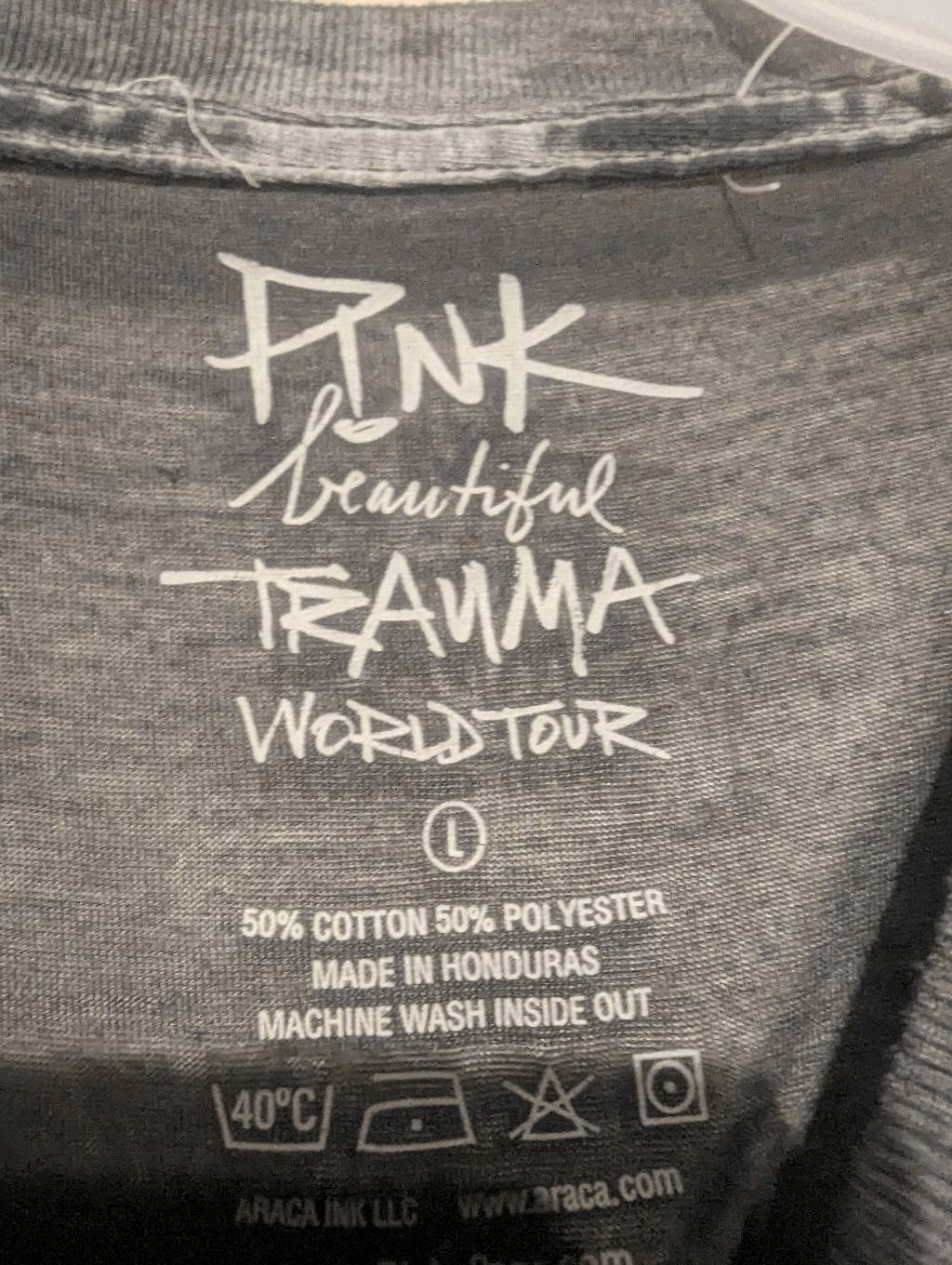 Pink semi sheer 'beautifulntrauma' tour Tshirt large gallery