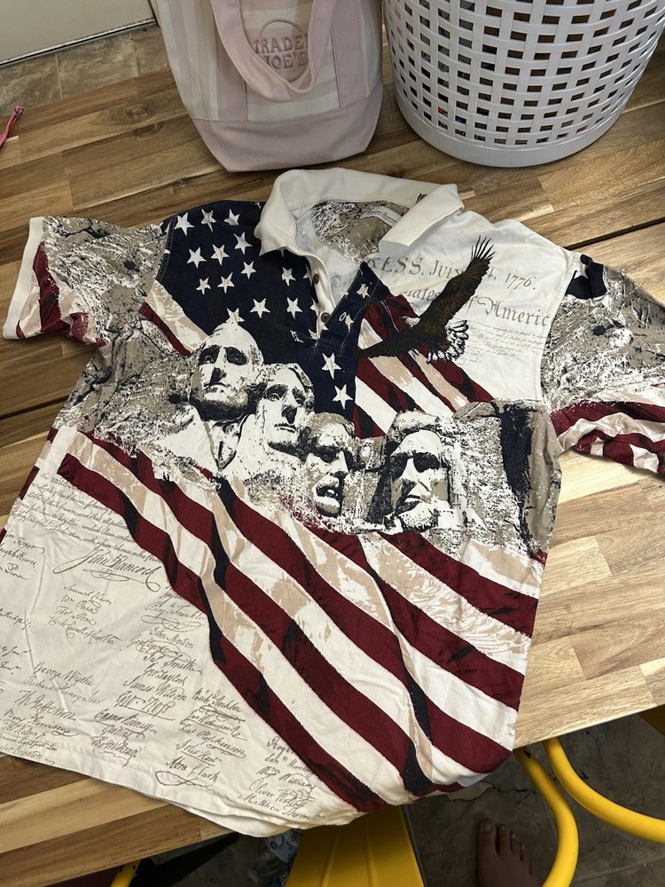 American Summer Clothing Co USA Flag Eagle Graphic Polo Shirt Men’s XL