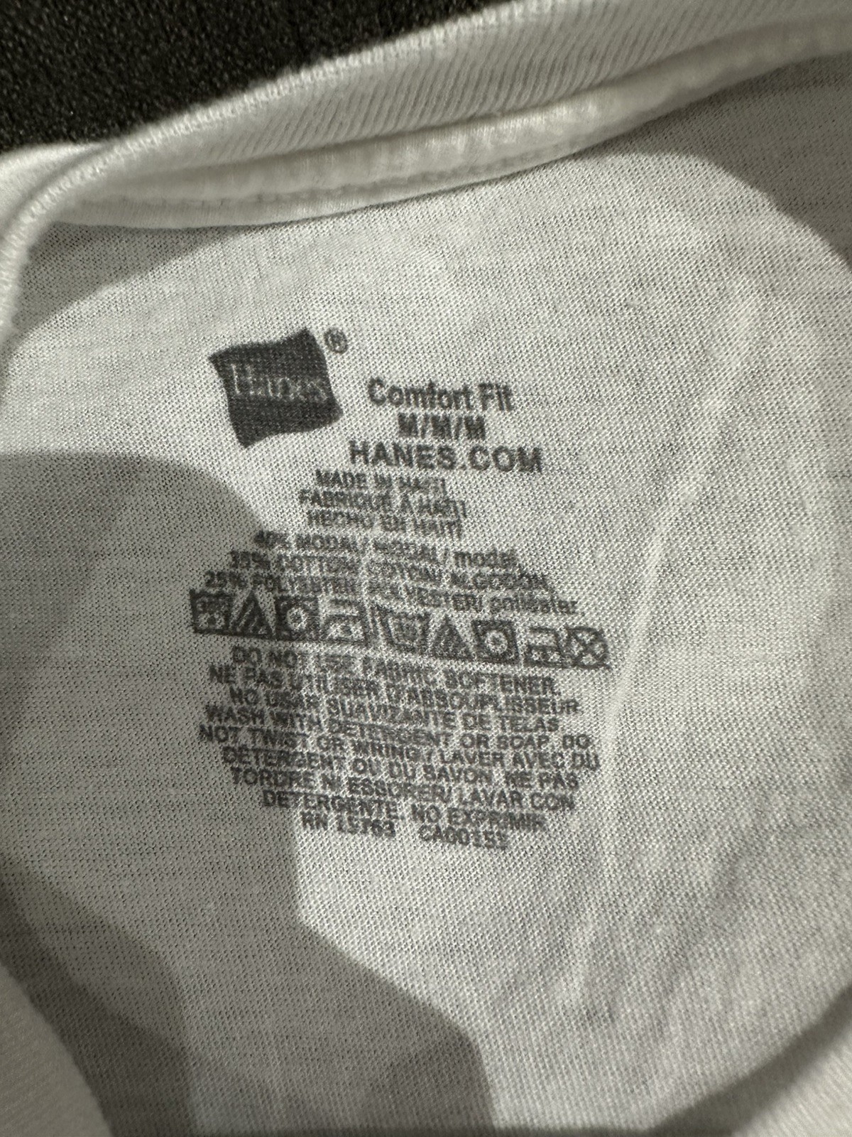 Hanes White Men's ComfortSoft 100% Cotton Lay Flat Collar Blank T-Shirt Medium gallery