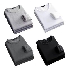 Winter Men’s Long-sleeved Thermal Underwer T-Shirt Fleece Bottoming Shirt Round