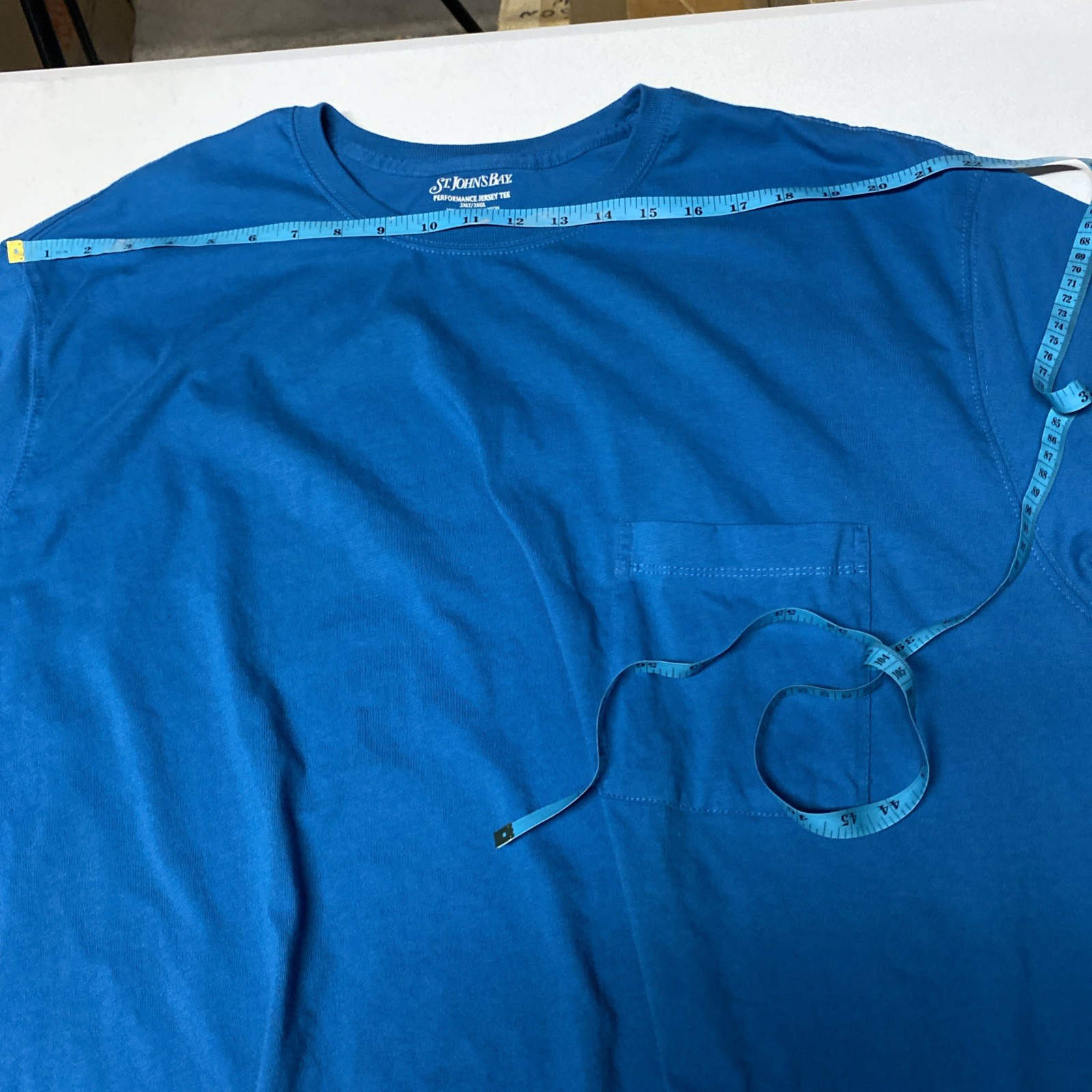 S/2 ST JOHNS BAY T- SHIRT MENS 3XLT Big & Tall Lt. Blue & Blue Pocket Cotton L-1 gallery
