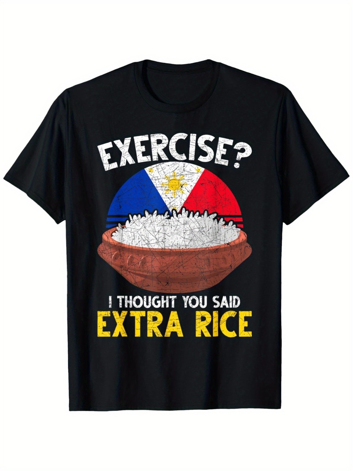 Funny Exercise I Thought You Said Extra Rice Graphic T-Shirt Filipino Humor Tee gallery