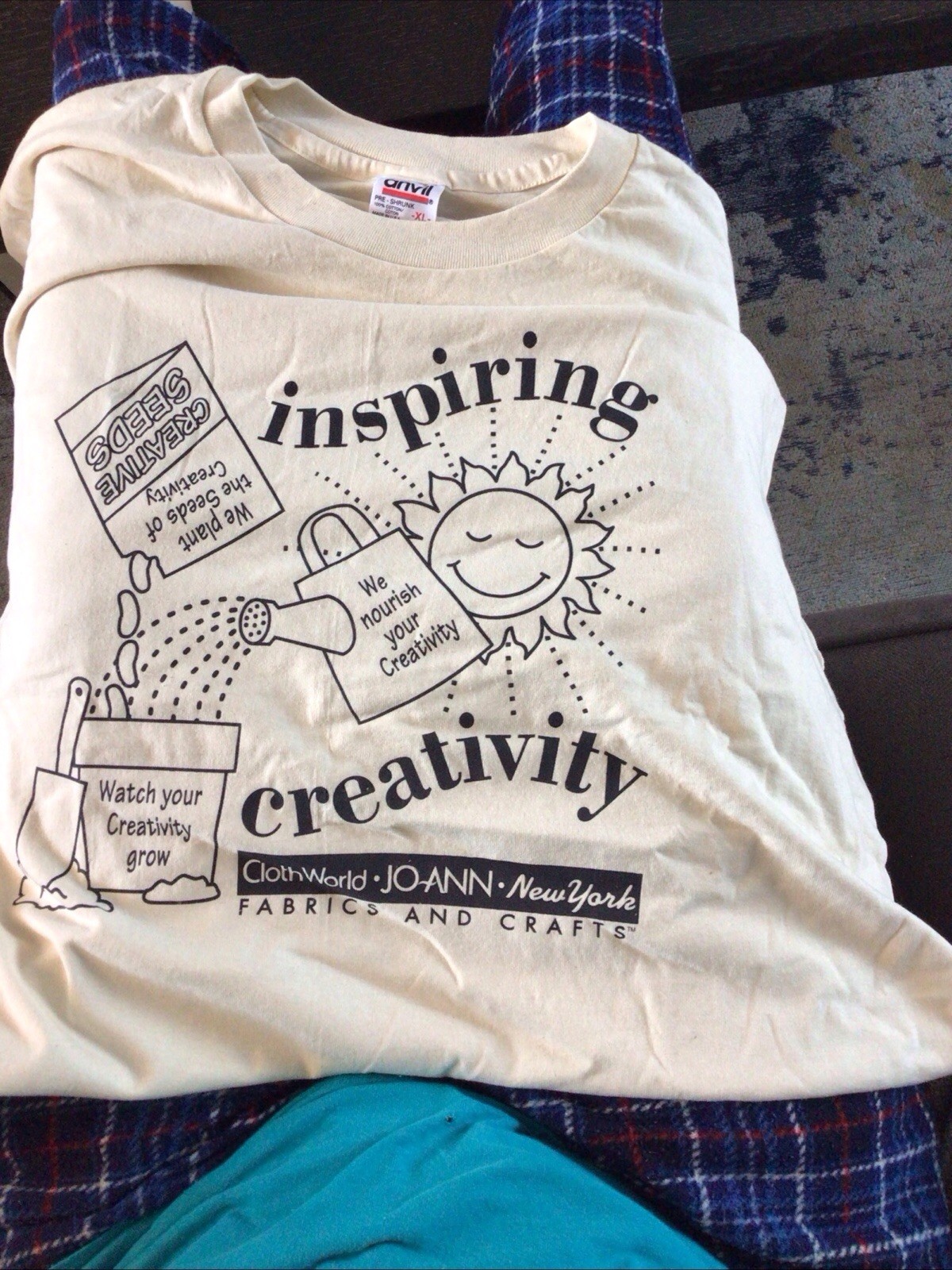 Rare Vintage 90’s JoAnn Fabrics Cloth World Inspiring Creativity Tshirt Unused gallery