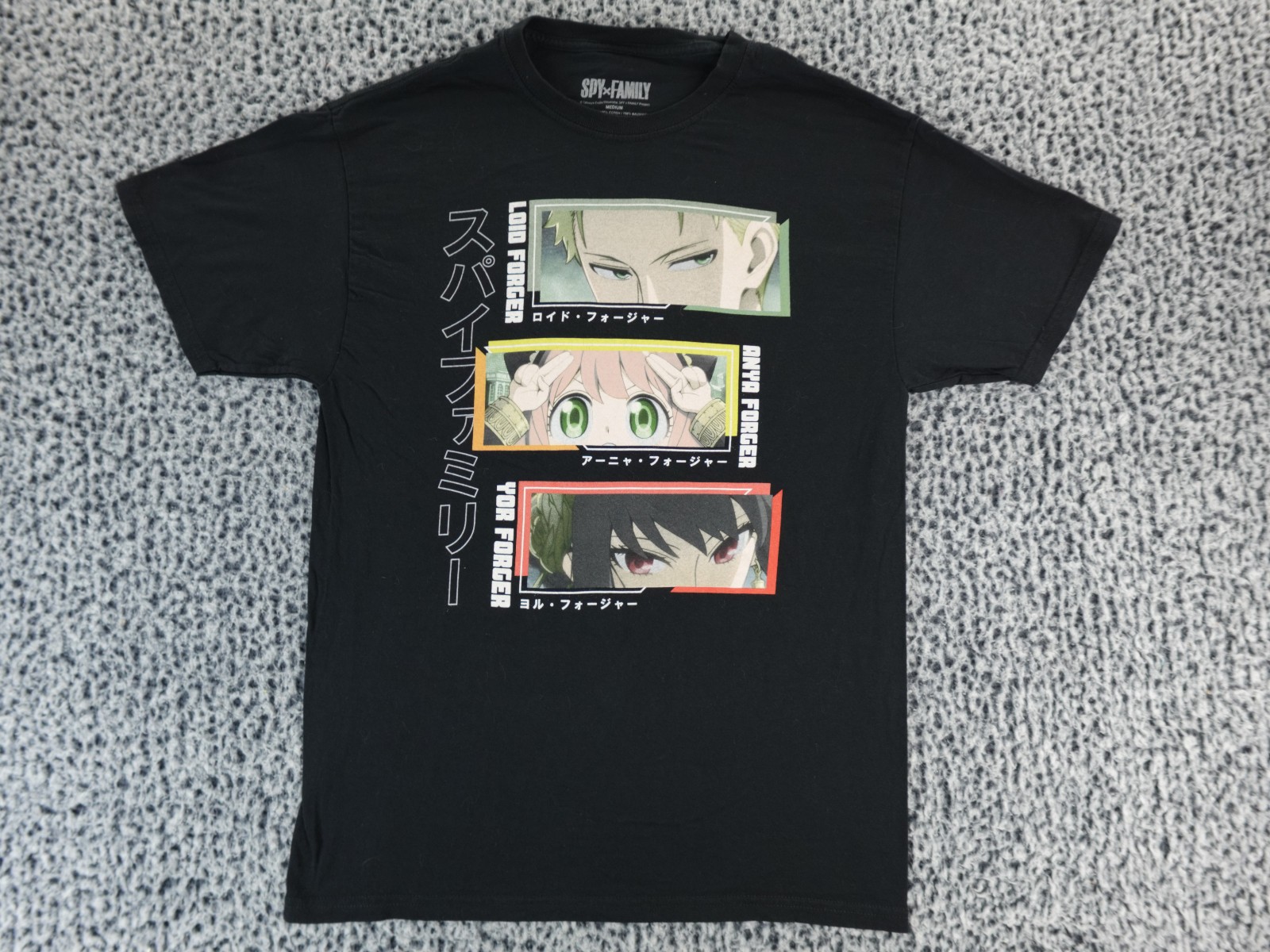 Spy x Family Short-Sleeve Black Graphic T-Shirt Family Trio Size Medium Anime
